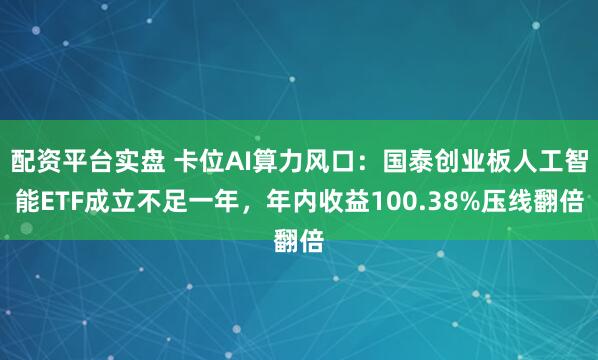 配资平台实盘 卡位AI算力风口：国泰创业板人工智能ETF成立不足一年，年内收益100.38%压线翻倍